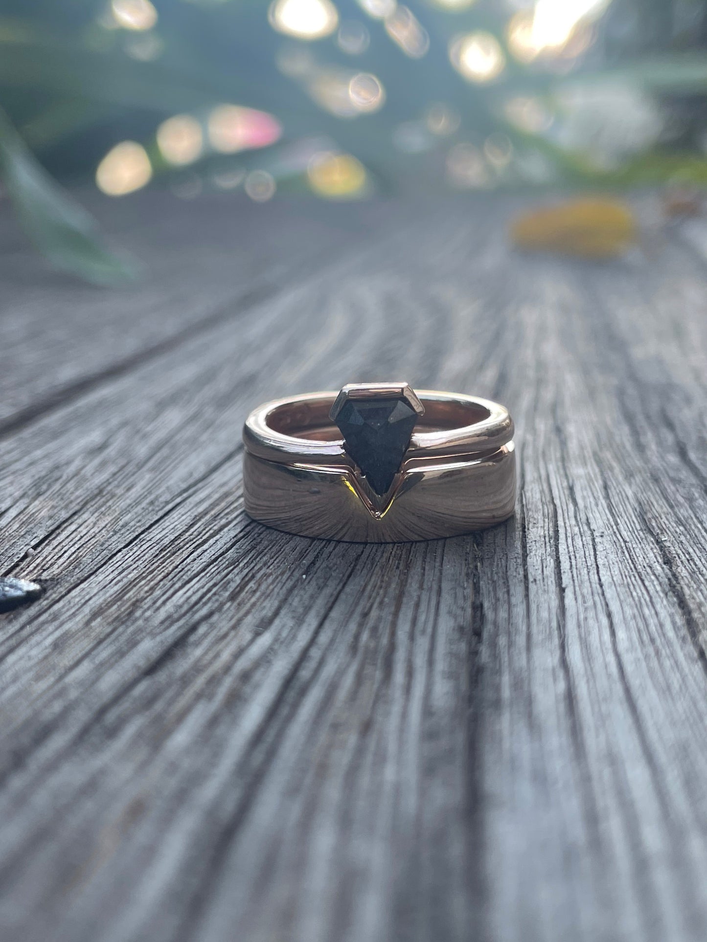 9ct Rose Gold Ring with V Shape Cut Out