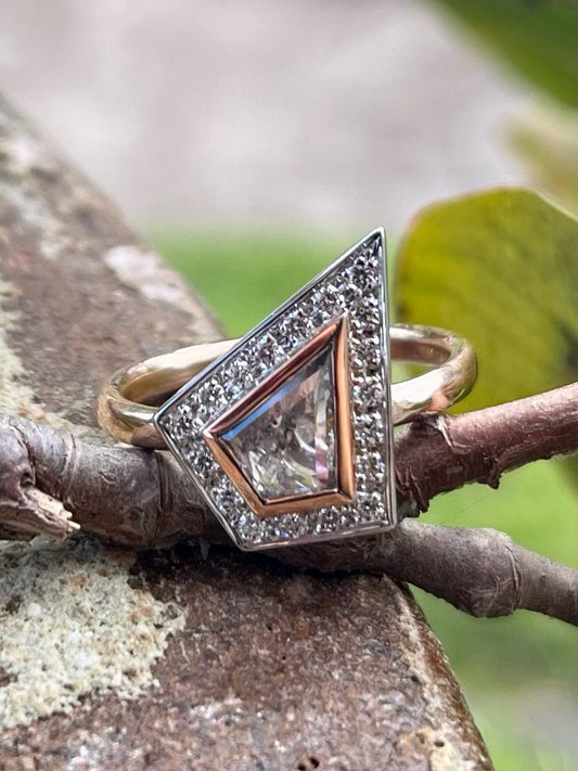 9ct Rose & White gold Salt & Pepper Diamond Ring