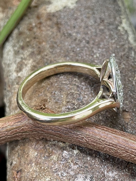 9ct Yellow and White Gold Multi-Diamond engrave-set ring