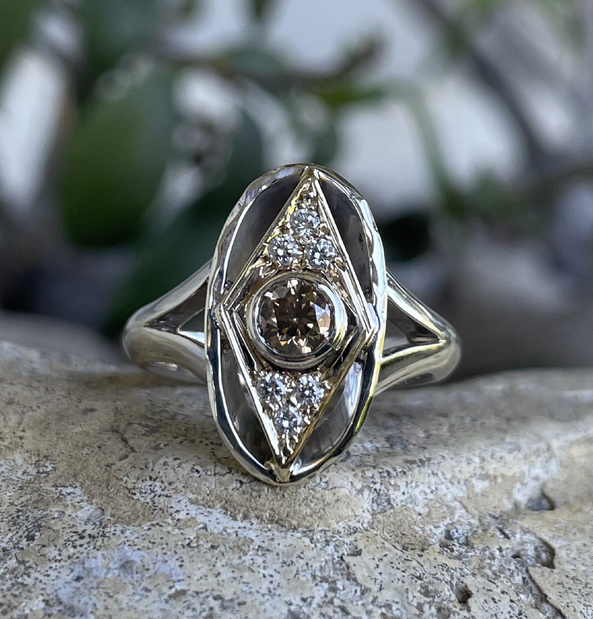 9ct White gold and Yellow gold Australian Chocolate Diamond Ring