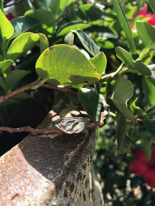 Sterling Silver Gumnut and leaf ring