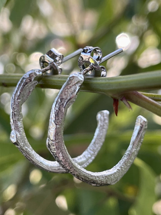 Sterling Silver Branch Hoop Earrings