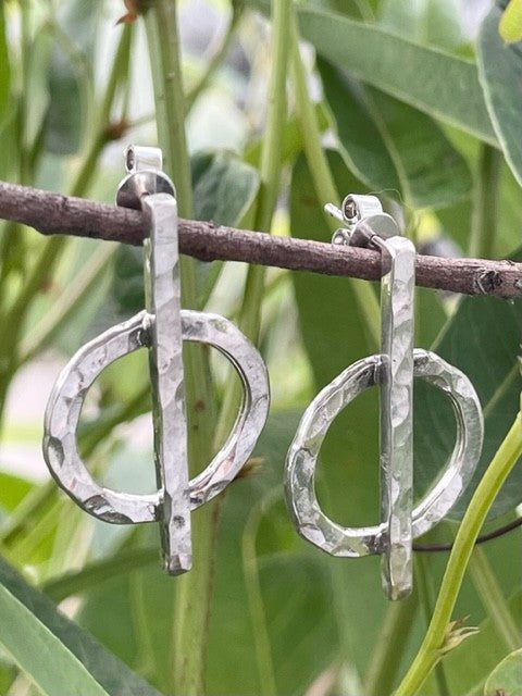 Sterling Silver Circle & Bar Earrings