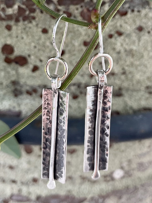 Sterling silver and 9ct Yellow gold drop earrings
