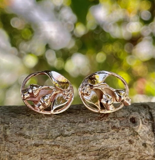 9ct Rose gold Gumnut and Leaf Studs