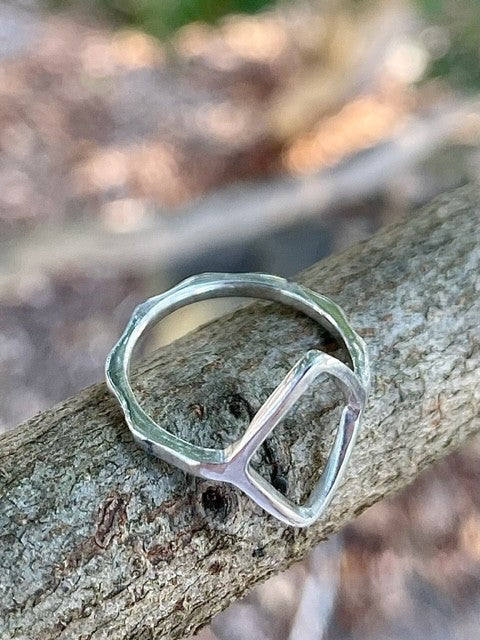 Sterling Silver diamond cut out ring