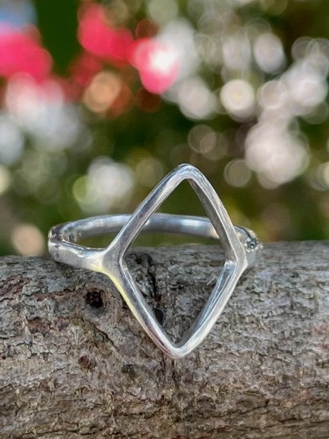 Sterling Silver diamond cut out ring
