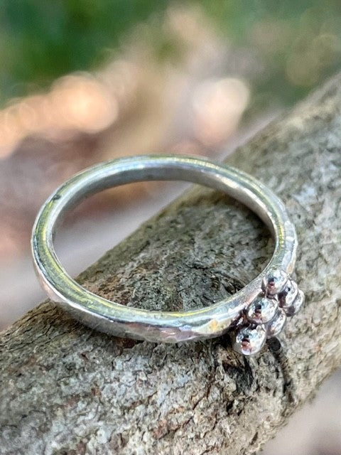Sterling Silver ball triangle ring