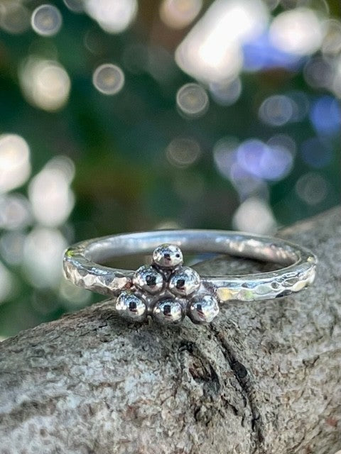 Sterling Silver ball triangle ring