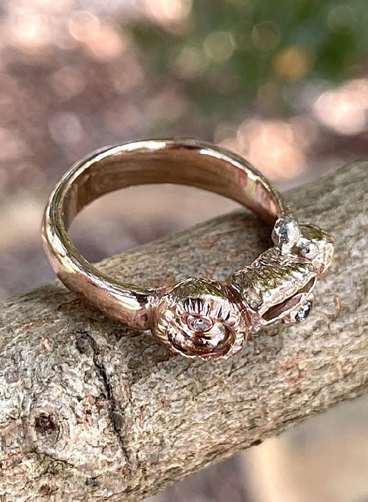 9ct Rose gold and diamond coral reef ring