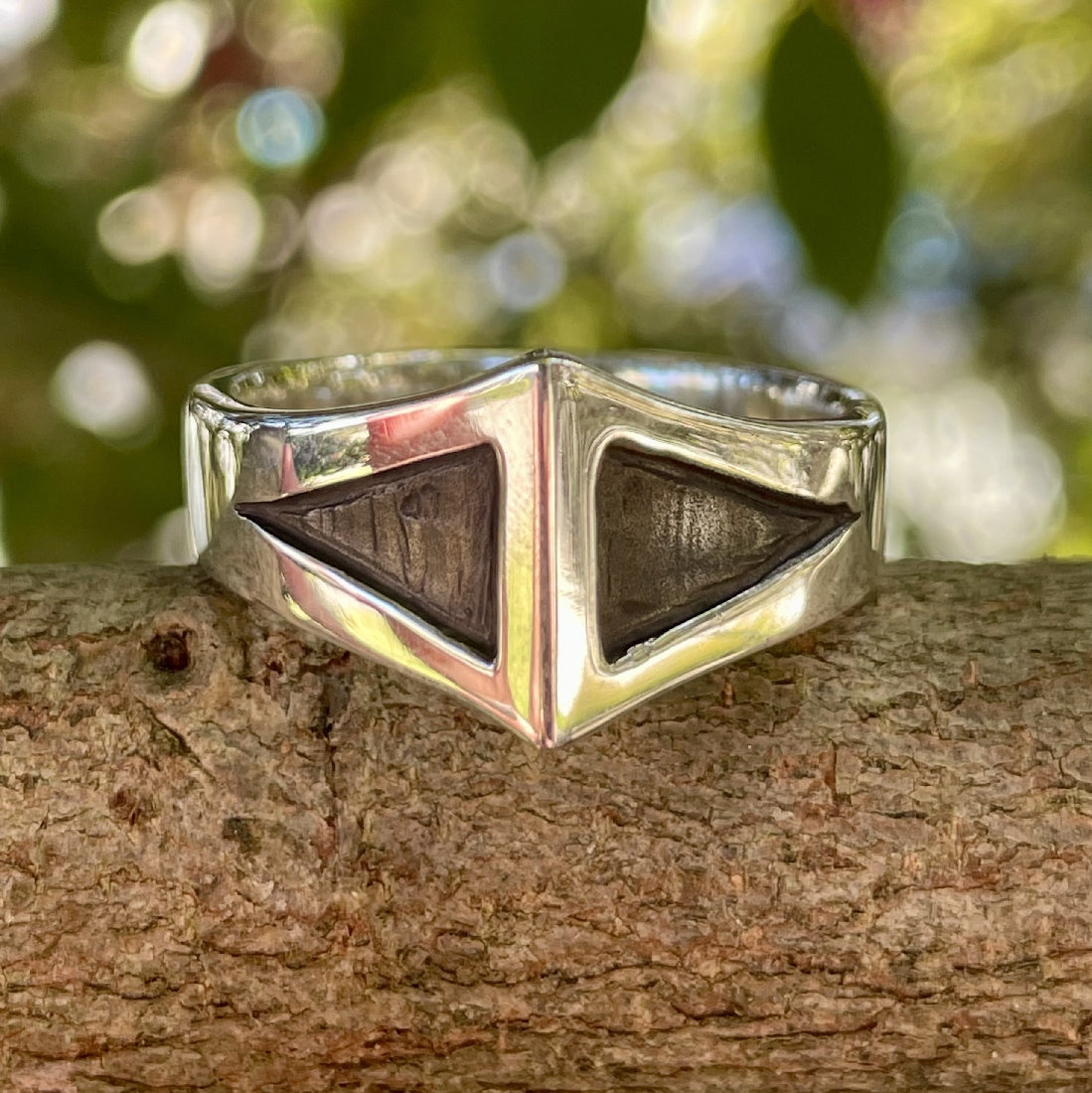 Sterling Silver oxidised triangle ring