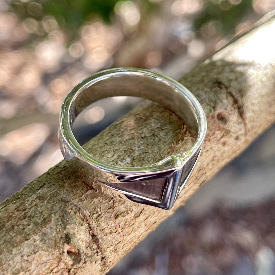 Sterling Silver oxidised triangle ring
