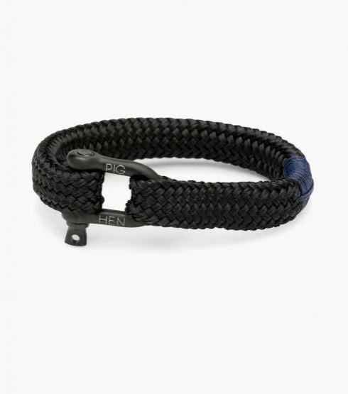Gorgeous George Mens Steel & Rope Bracelet - Black