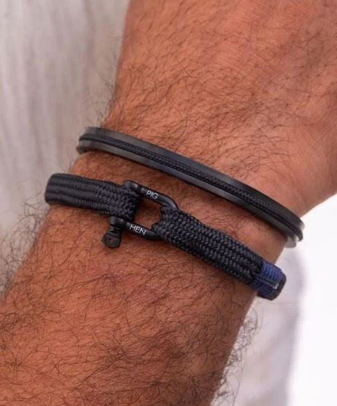 Vicious Vik Mens Steel & Rope Bracelet