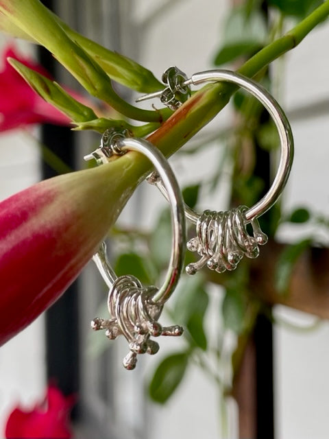 Sterling silver hoops with bobble details