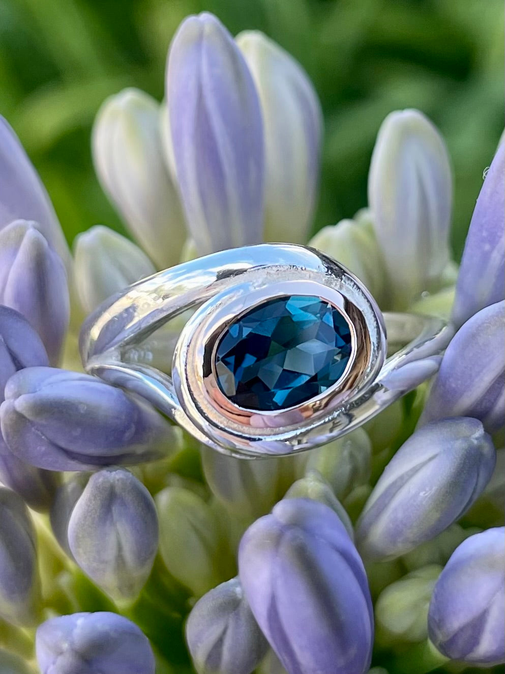 Sterling Silver & 9ct Rose Gold London Blue Topaz Ring