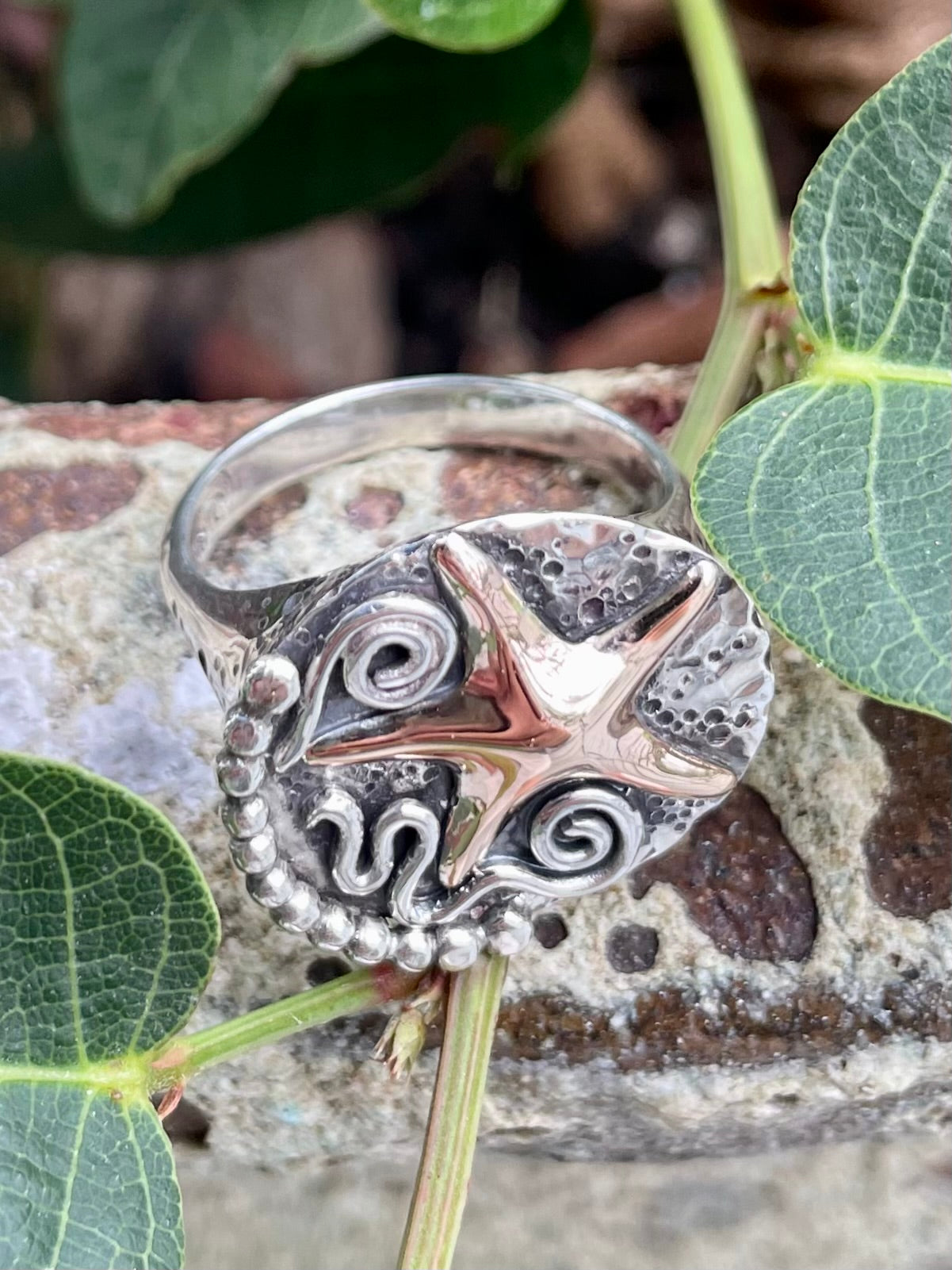 Sterling Silver & 9ct Rose Gold Sea Theme Ring