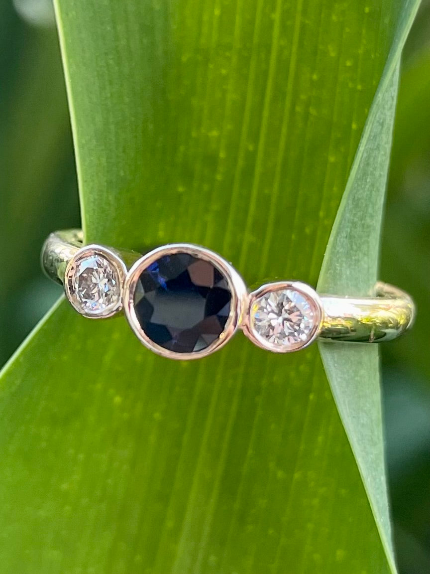 9ct Rose Gold Australian Blue Sapphire & Diamond Ring