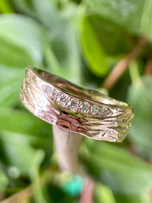 9ct Rose Gold 'Molten' Style Diamond Ring