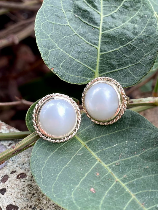 9ct Yellow Gold 'Fancy' Mabe Pearl Studs