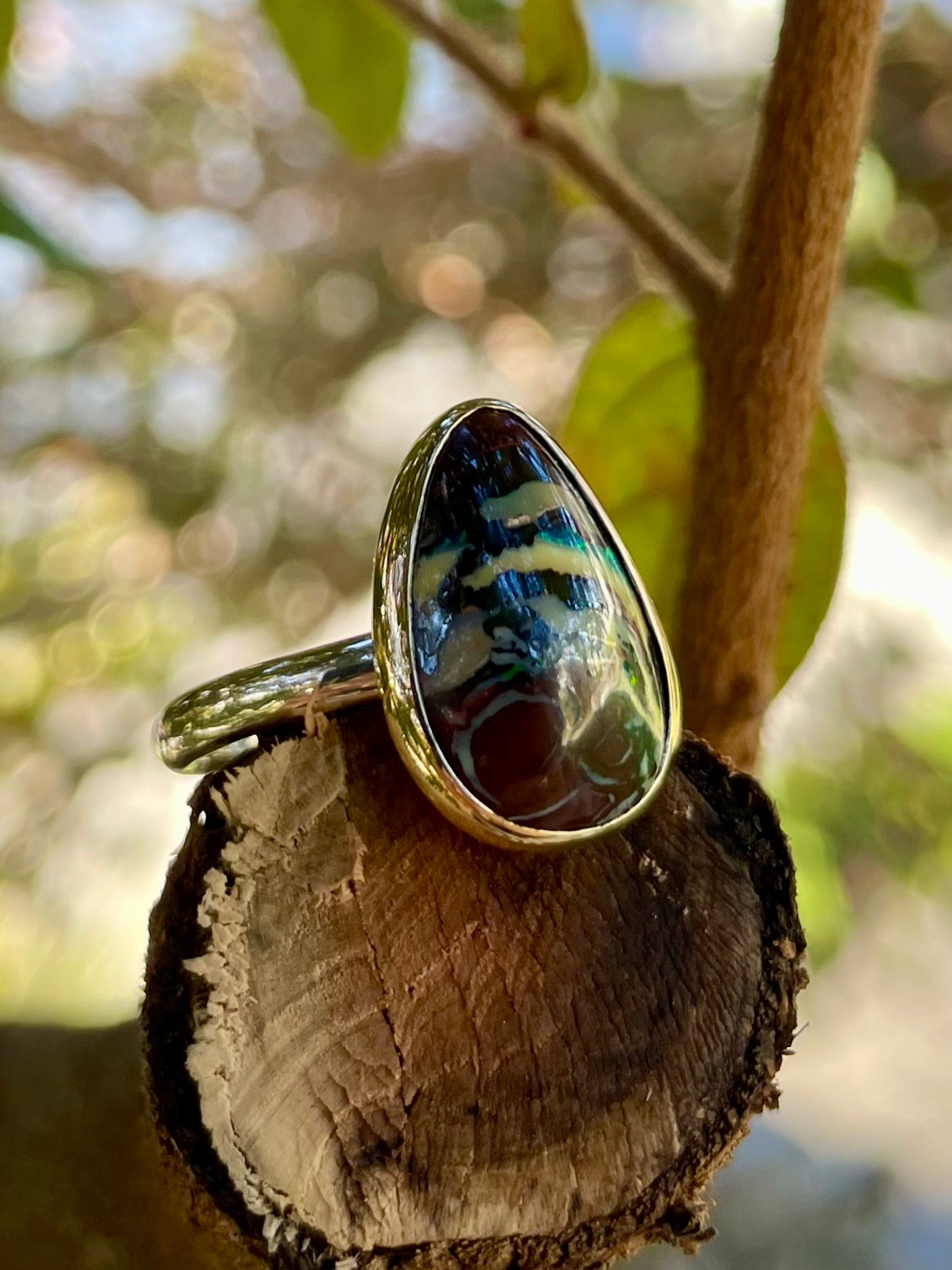 Sterling Silver & 9ct Yellow Gold Boulder Opal Ring