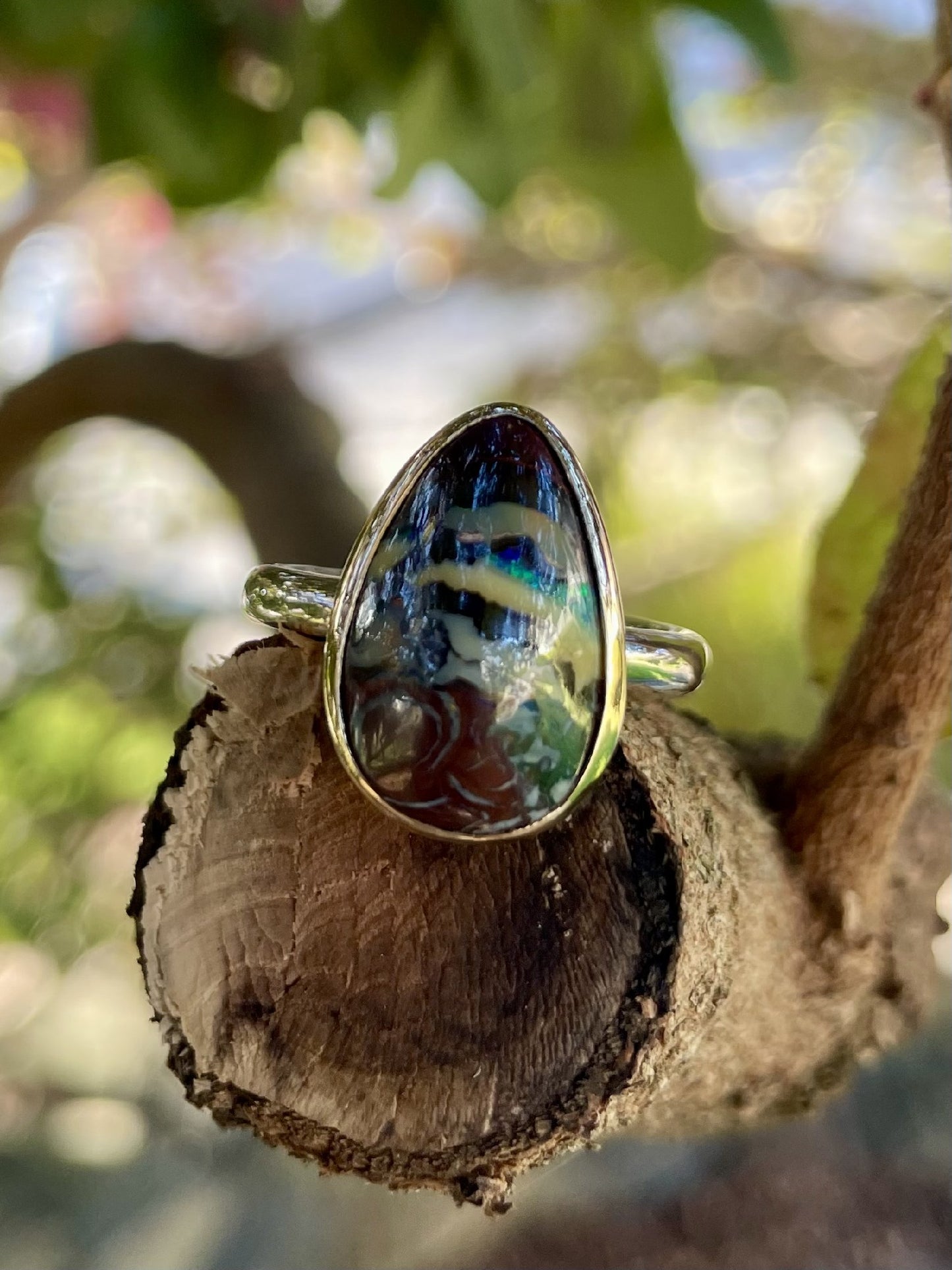 Sterling Silver & 9ct Yellow Gold Boulder Opal Ring