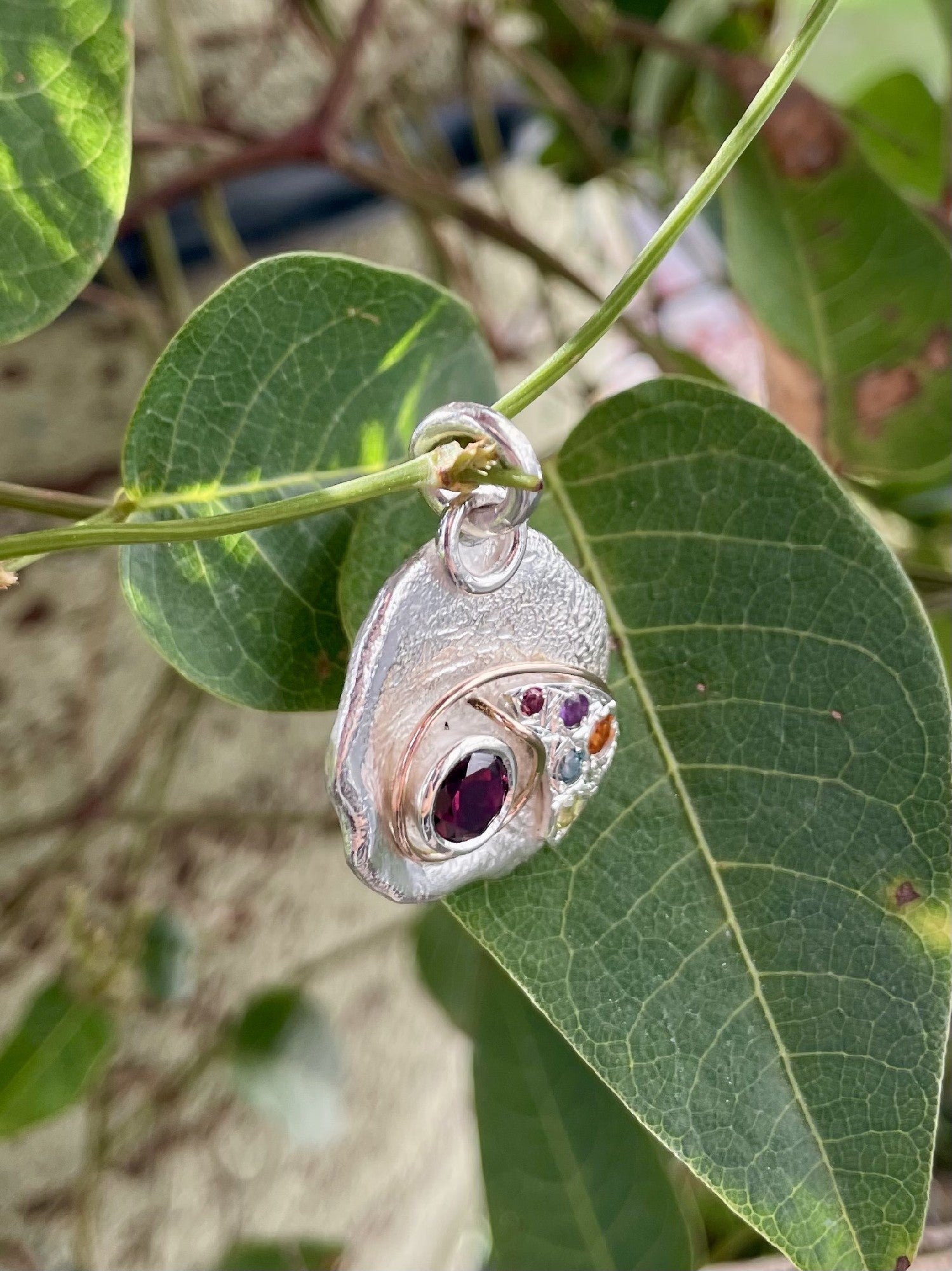 Sterling Silver & 9ct Rose Gold Multi-Stone Pendant