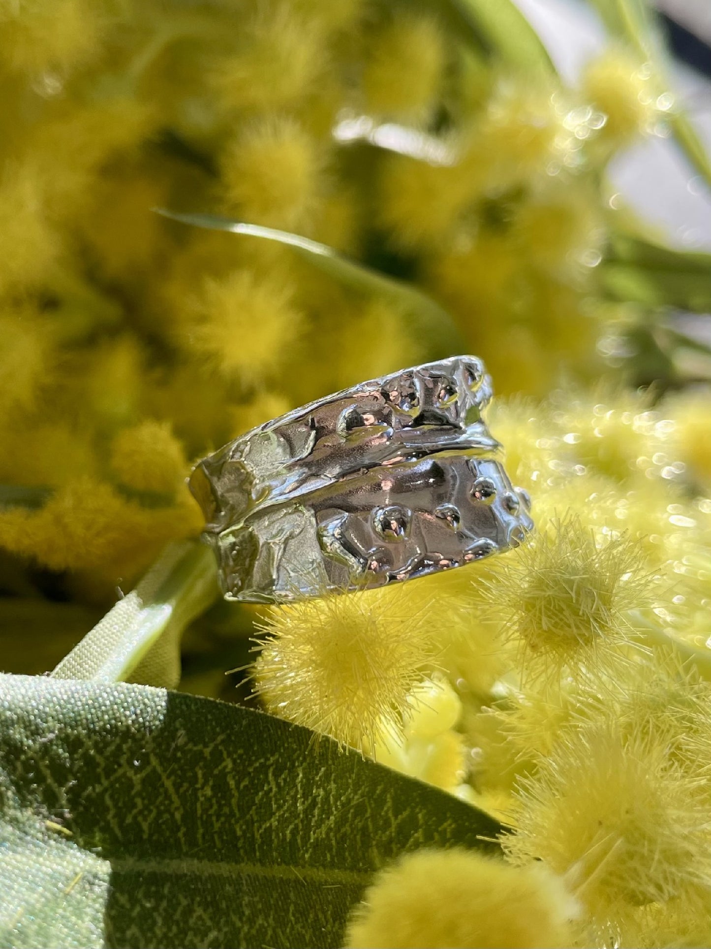 Sterling Silver Wide Tapered Textured Ring