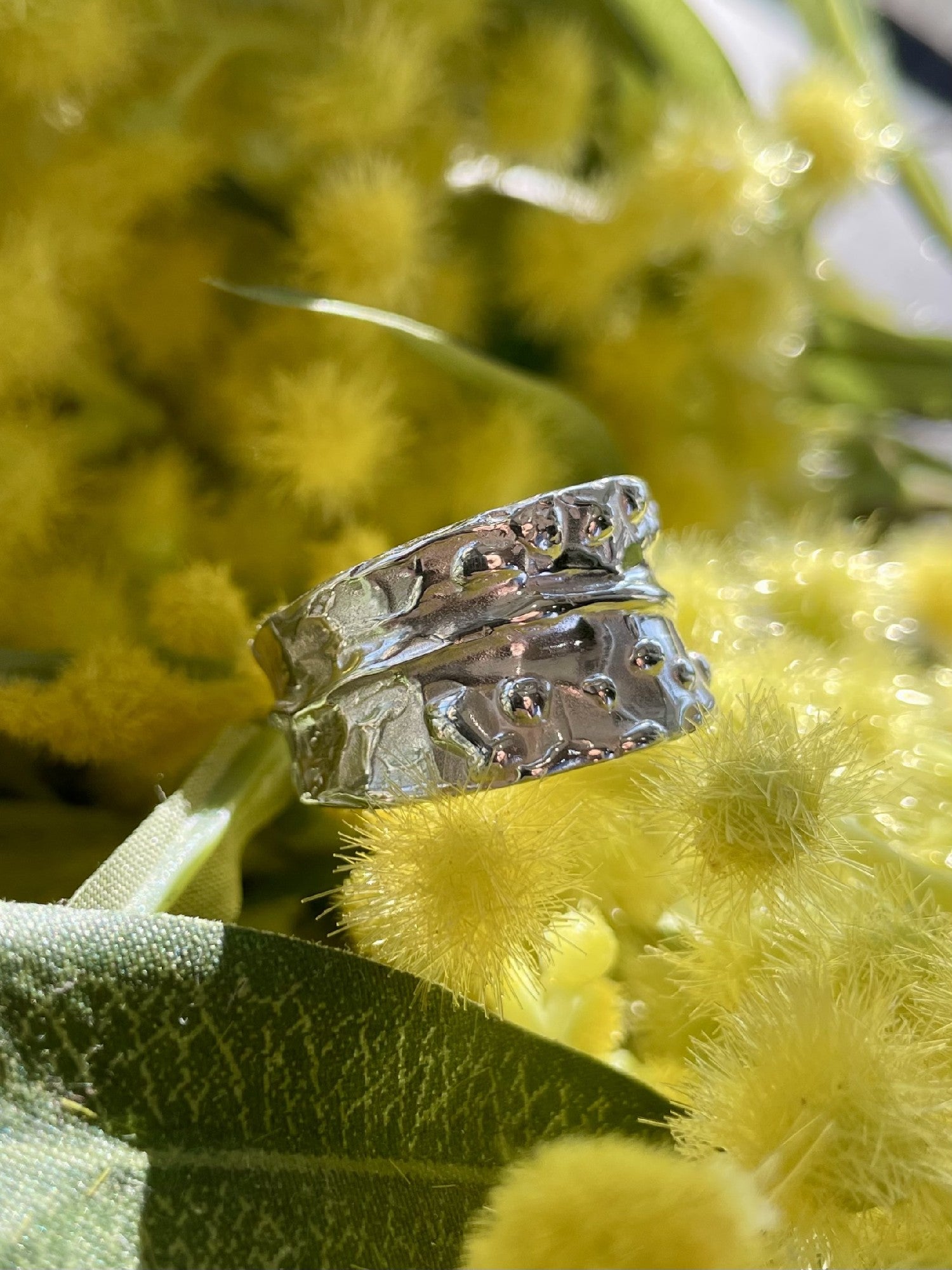 Sterling Silver Wide Tapered Textured Ring