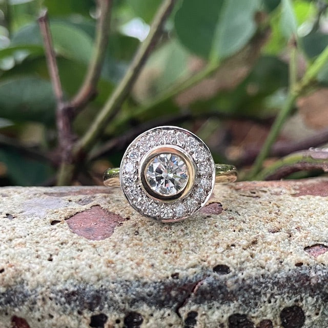 9ct Yellow and White Gold Lab Grown Diamond ‘Halo’ Ring