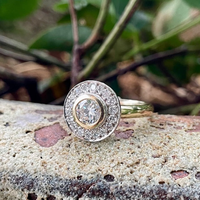 9ct Yellow and White Gold Lab Grown Diamond ‘Halo’ Ring