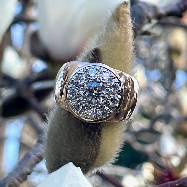 9ct Rose Gold Diamond 'halo' style Ring