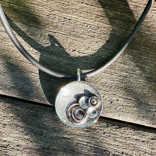 Sterling Silver and 9ct Rose gold disk pendant 