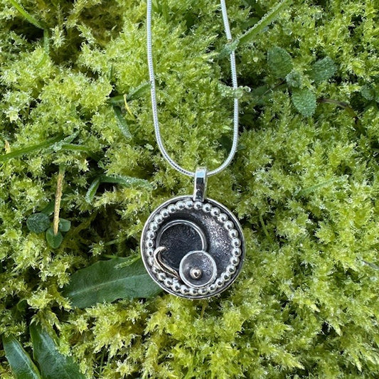 Sterling Silver and 9ct Yellow gold disk pendant