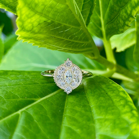9ct Lab Grown Diamond ring with Milgrain edge 