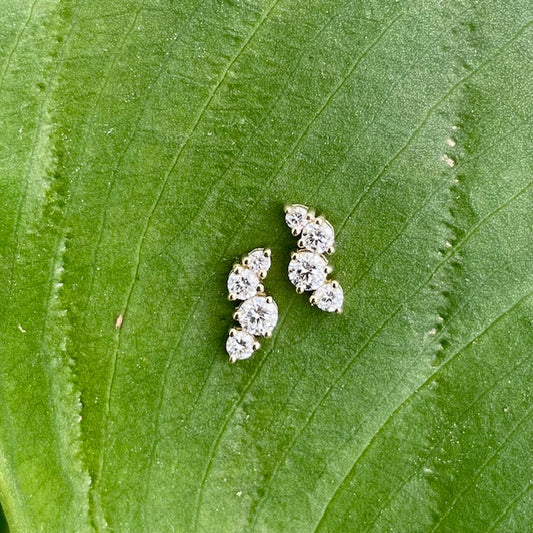 9ct Yellow Gold 4 Diamond Drops Stud Earrings