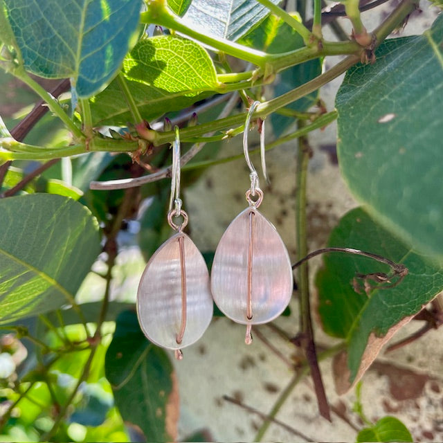 Sterling silver and 9ct Rose gold tear drop earrings 