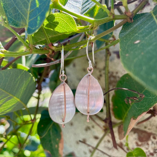 Sterling silver and 9ct Rose gold tear drop earrings 