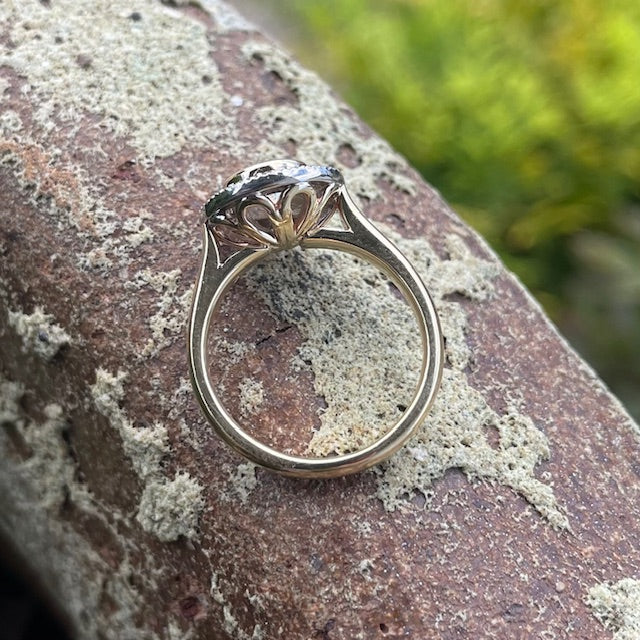 9ct Yellow & White Gold 'Halo' Style Diamond Ring 