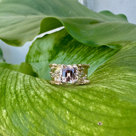 9ct Rose gold organic style Malaya Garnet ring 