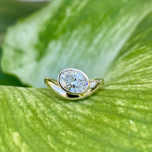9ct Yellow Gold oval lab grown Diamond Ring