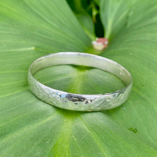 Sterling Silver bangle with beaten finish