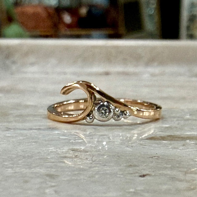9ct Rose Gold Diamond set 'Wave' Ring