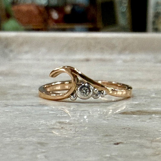 9ct Rose Gold Diamond set 'Wave' Ring
