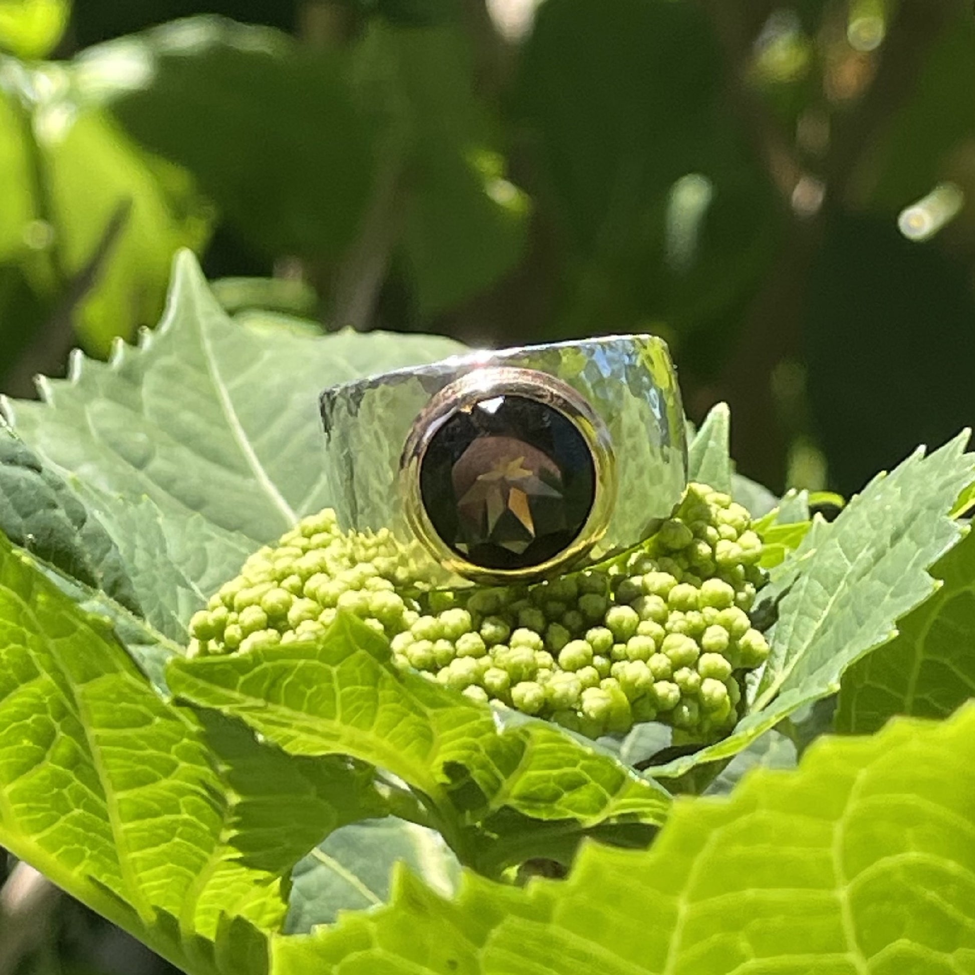 Sterling Silver and 9ct Rose Gold Smokey Quartz Ring