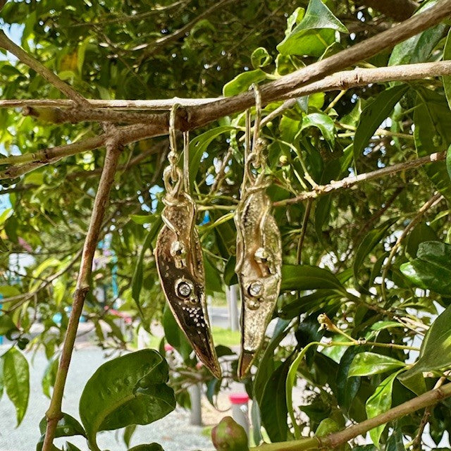 9ct Yellow Gold Gumleaf & Gumnut Diamond Earrings