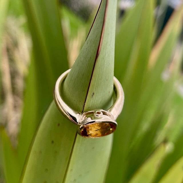 9ct Yellow gold bezel set Citrine ring