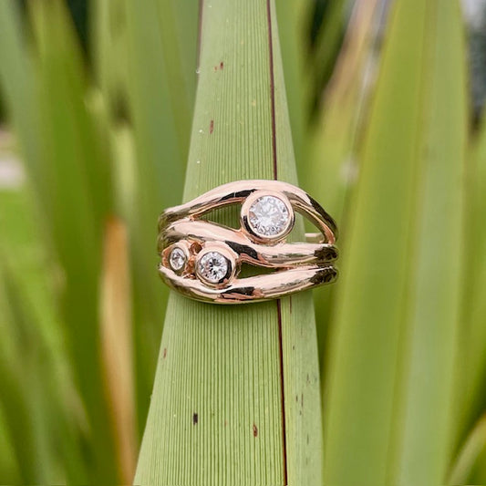 9ct Rose Gold Lab grown diamond wave ring