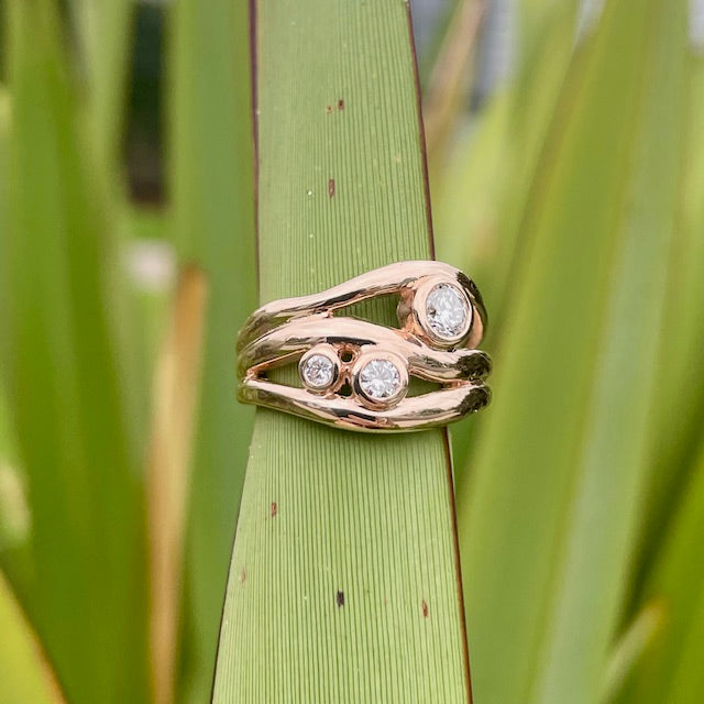 9ct Rose Gold Lab grown diamond wave ring