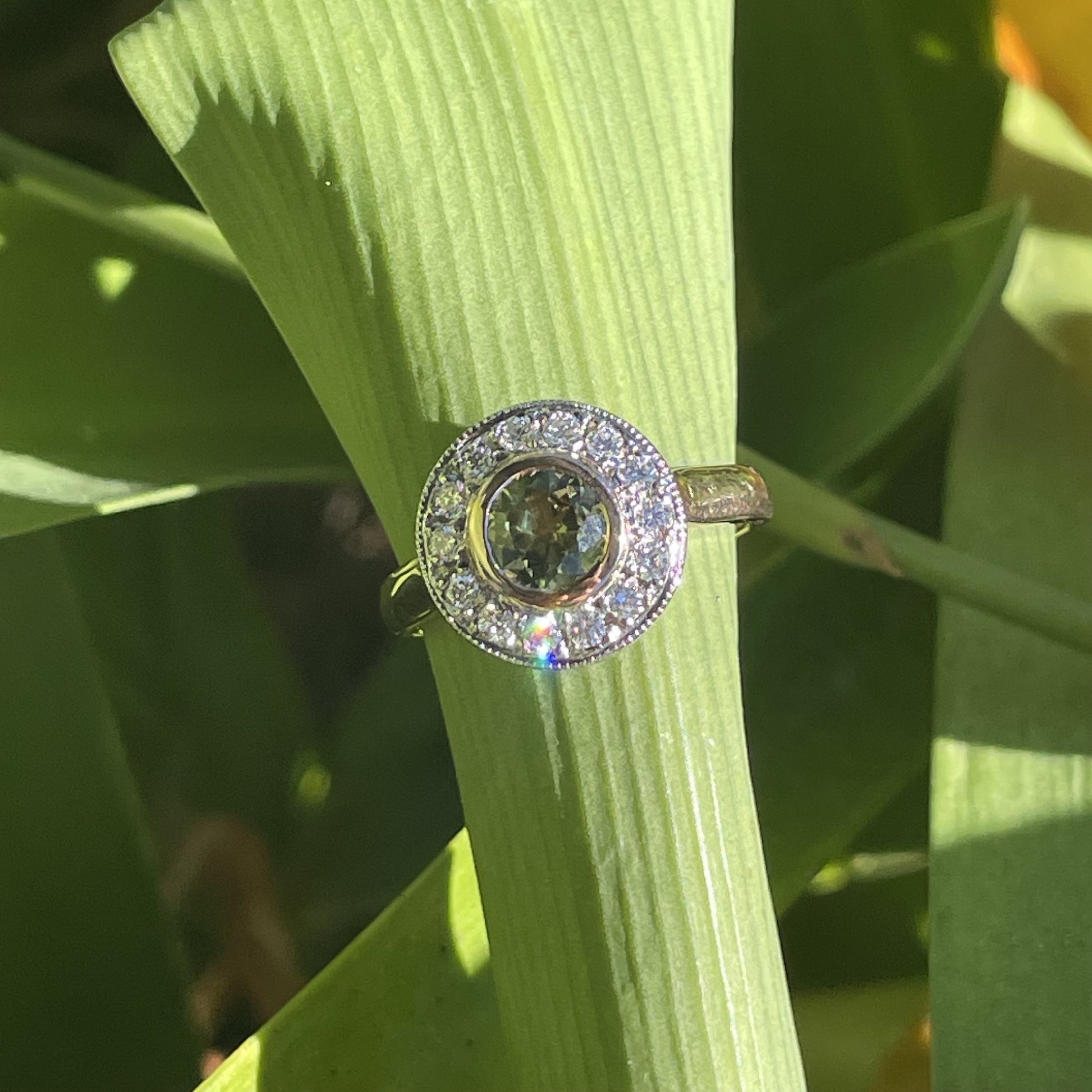 9ct Rose and White Gold Parti Sapphire 'Halo' Style Ring